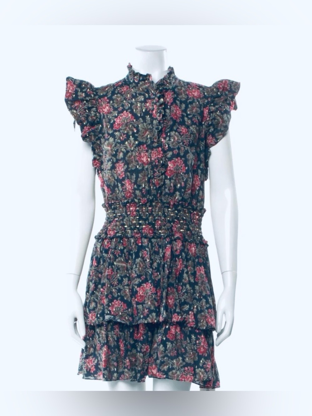 La Vie Rebecca Taylor, Women’s Floral Print, Tiered Ruffle Mini, Size Medium